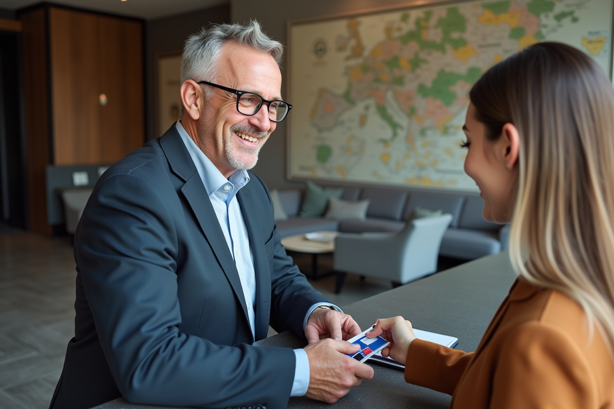 Homme vérifiant son arrivée à l