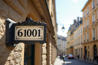 Panneau de rue français ancien dans Lyon avec architecture élégante