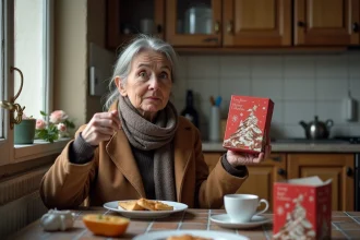 Femme d'âge moyen avec calendrier de l'avent JDG