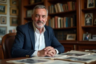 Homme français d'âge moyen dans un bureau chaleureux