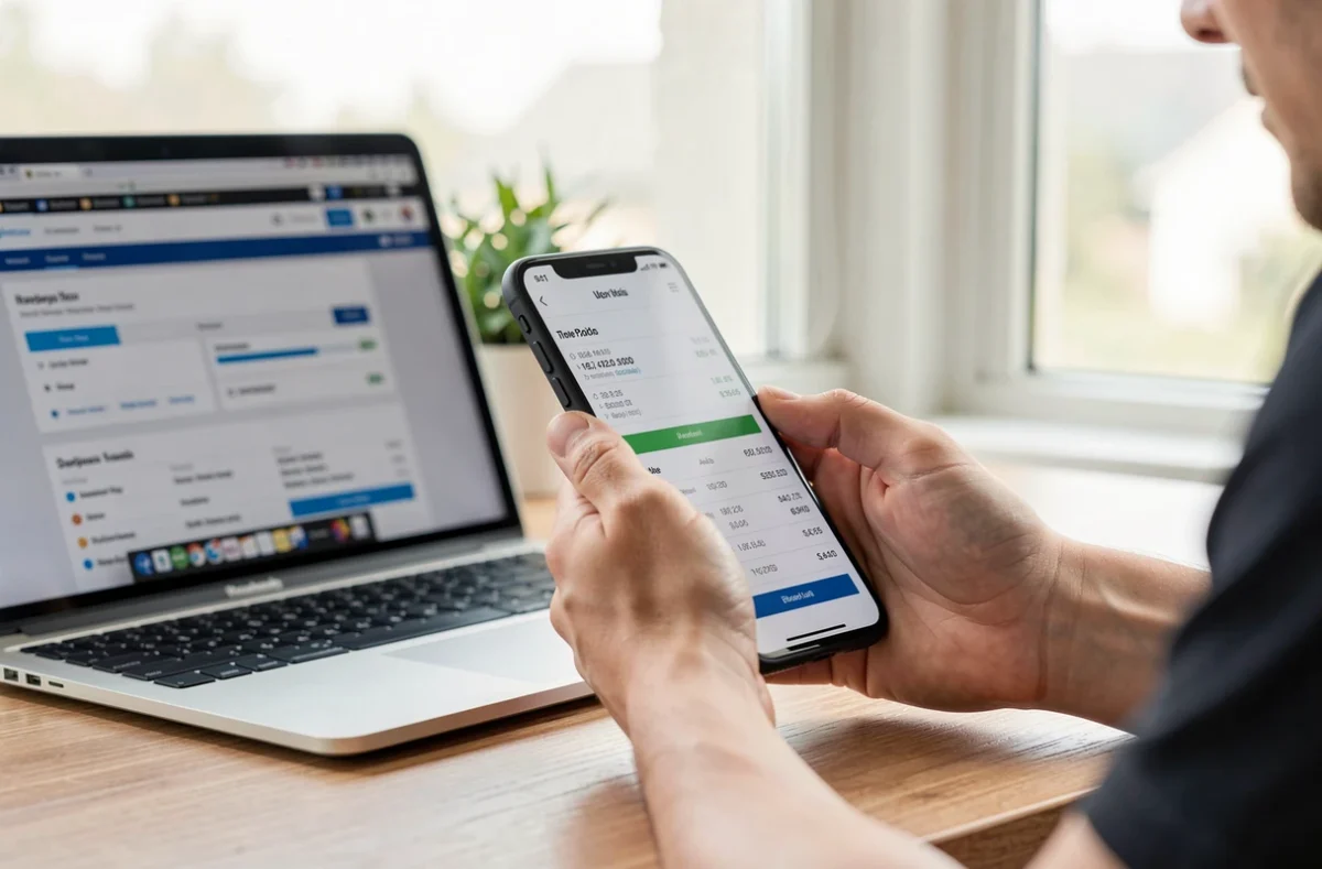 Personne qui consulte sa facture téléphonique avec son smartphone