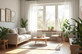 Petit salon lumineux au style scandinave moderne
